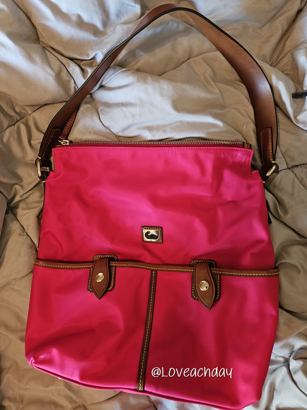✨️Dooney & Bourke Hot Pink Leather-Trim Shoulder Bag